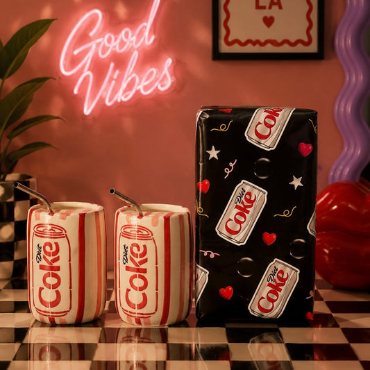 The OG Diet Coke Sippers - with stainless steel straws with custom Diet Coke Gift wrap