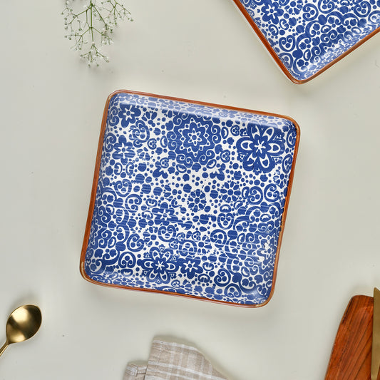 Blue Phool Bagh Square Plates