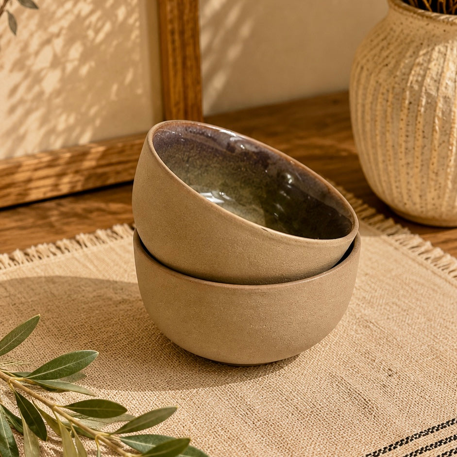 Karuna Studio Pottery Terracotta Portion or Dessert Bowl - Set of 2