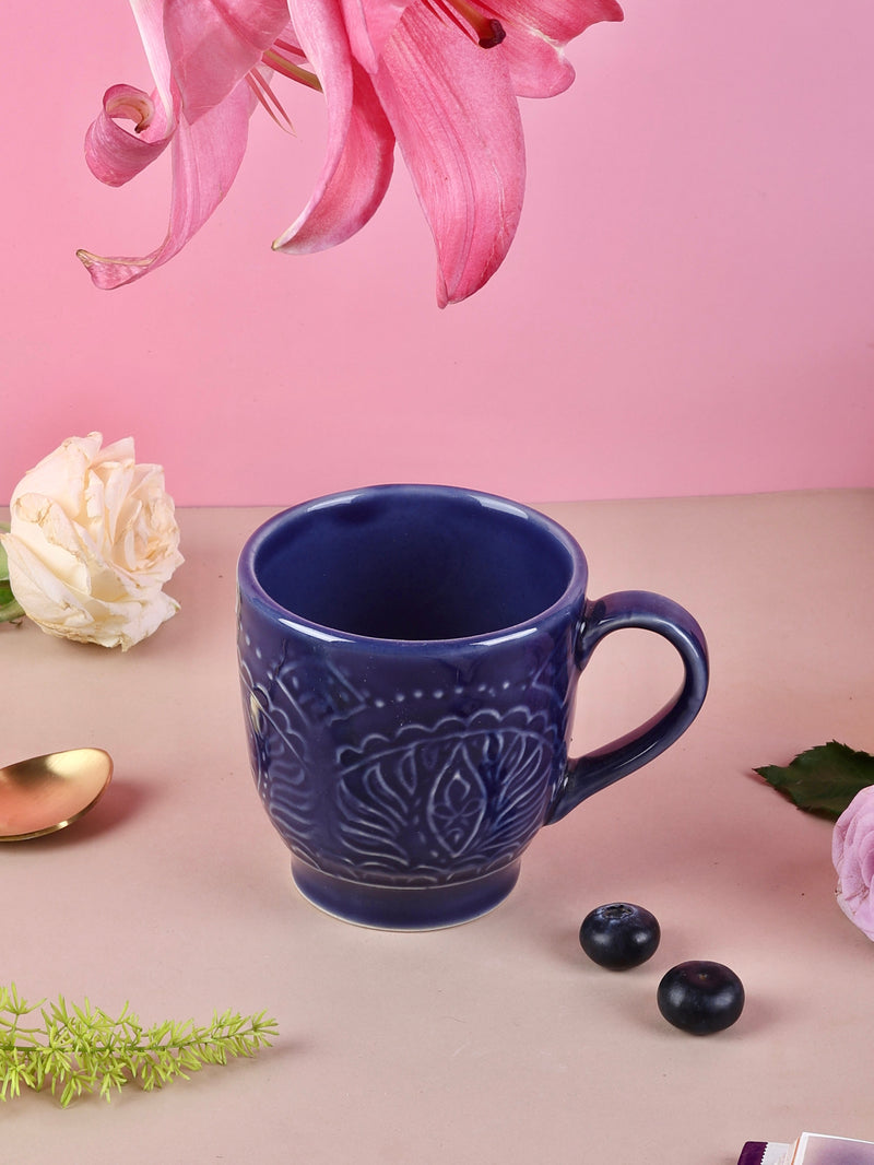 Studio Pottery Renee Embossed Mugs - Blue, Green, Pink