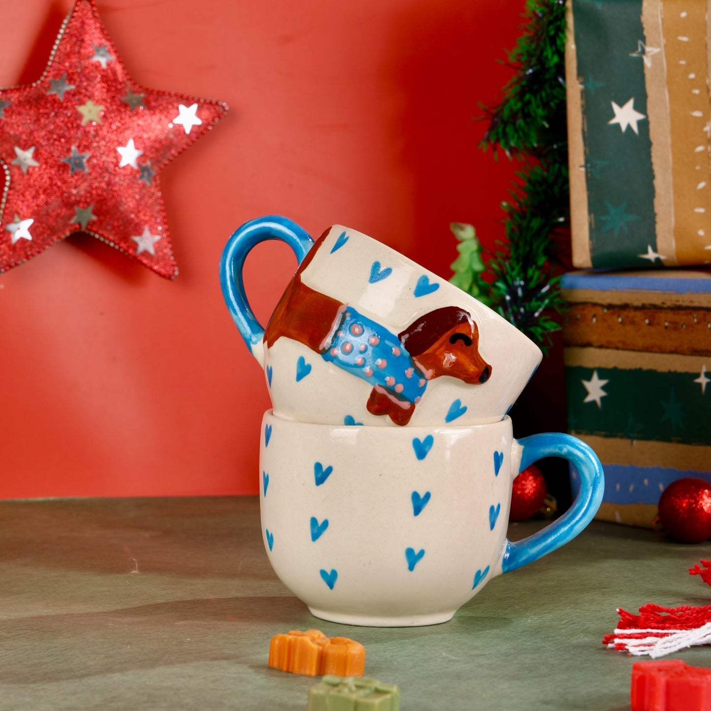 Doggo Sweater Heart Mugs - Set of 2