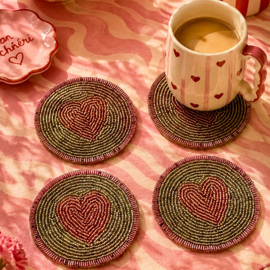 Set of 4 Handmade Beaded Coasters