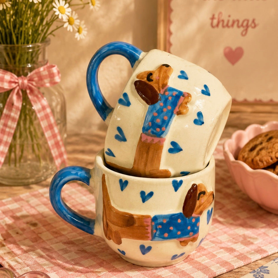 Doggo Sweater Heart Mugs - Set of 2
