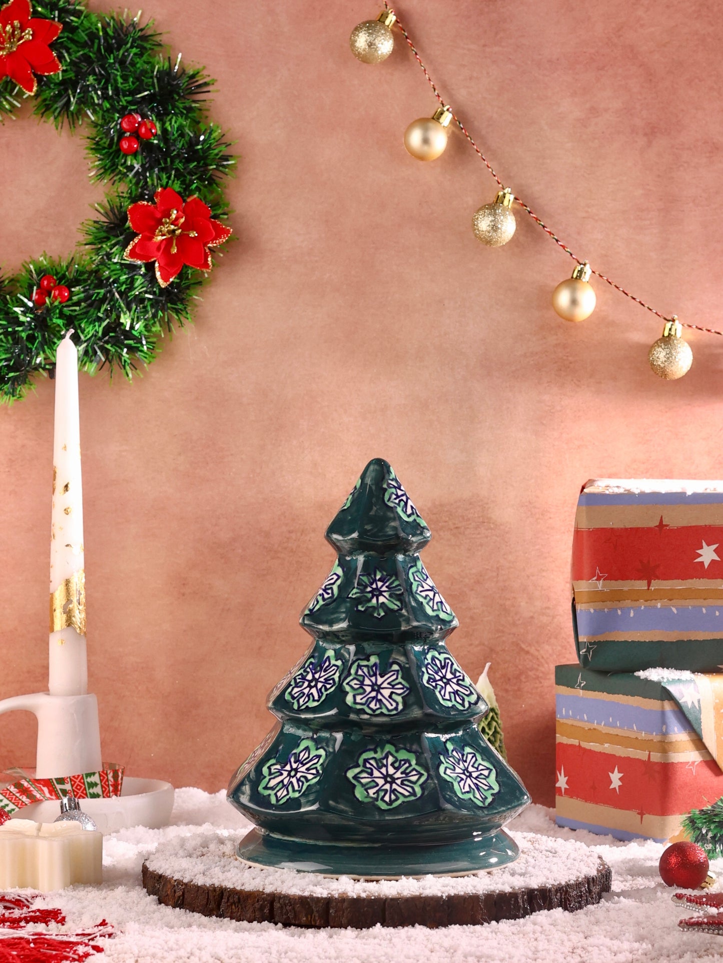 Midnight Holly Ceramic Christmas Tree