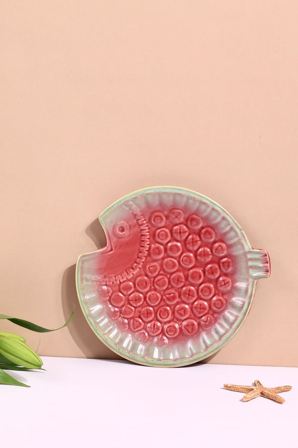 Red Embossed Fish Platter