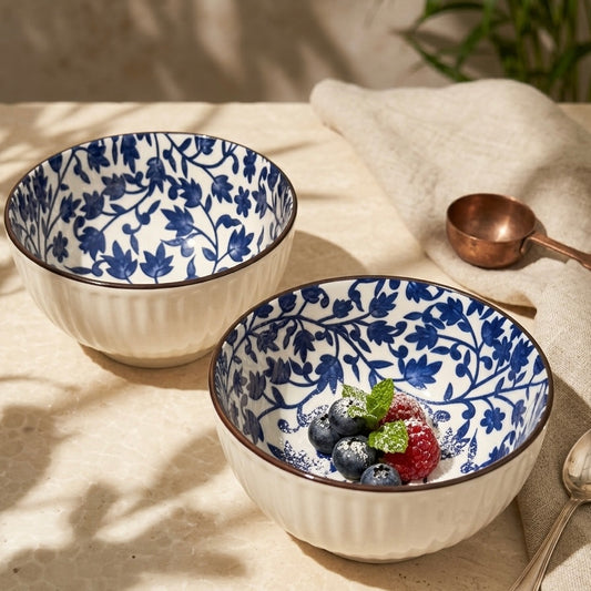 Indigo Whispers Soup or Snack Bowl - Pack of 2