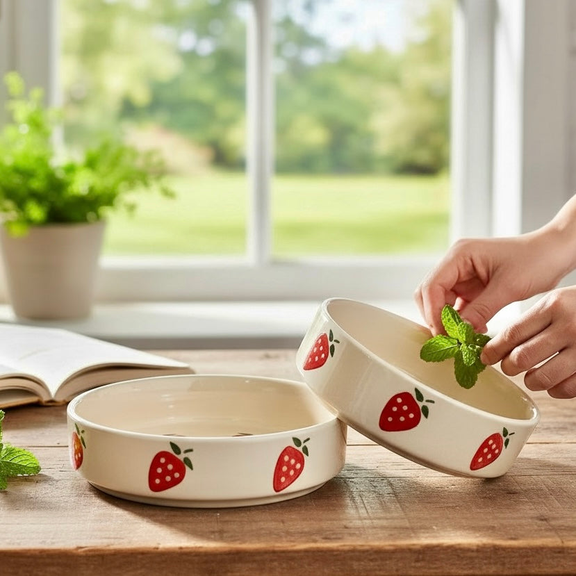 Strawberry Fields 3 Piece Nesting Flat Bowl Set