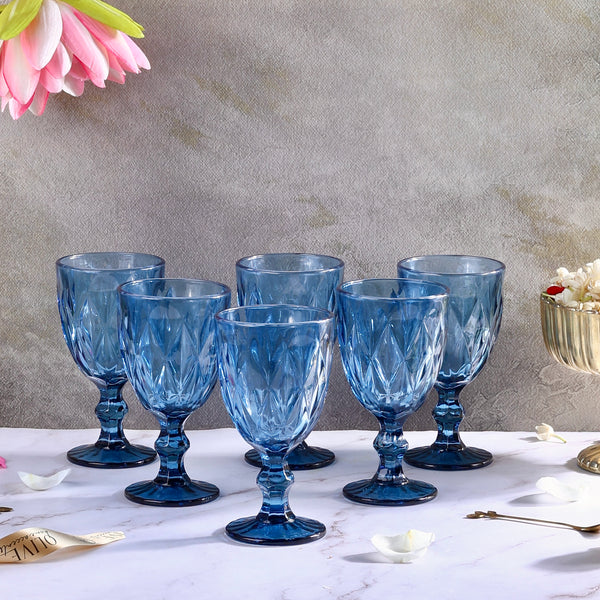 Theo Crystal Elegant Wine Glasses Blue