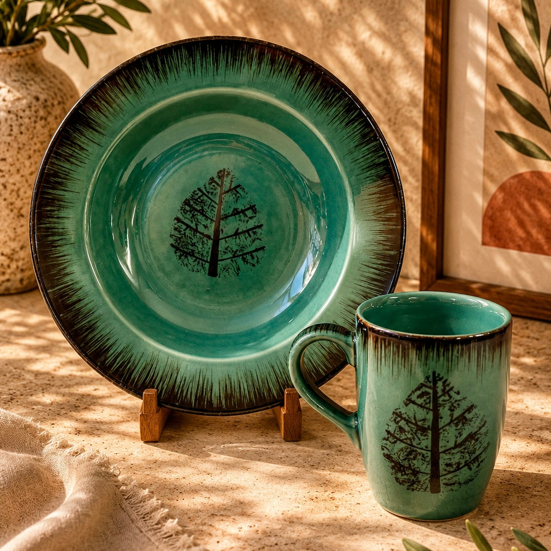 Handcrafted Rustic Fern Pasta Plate Large