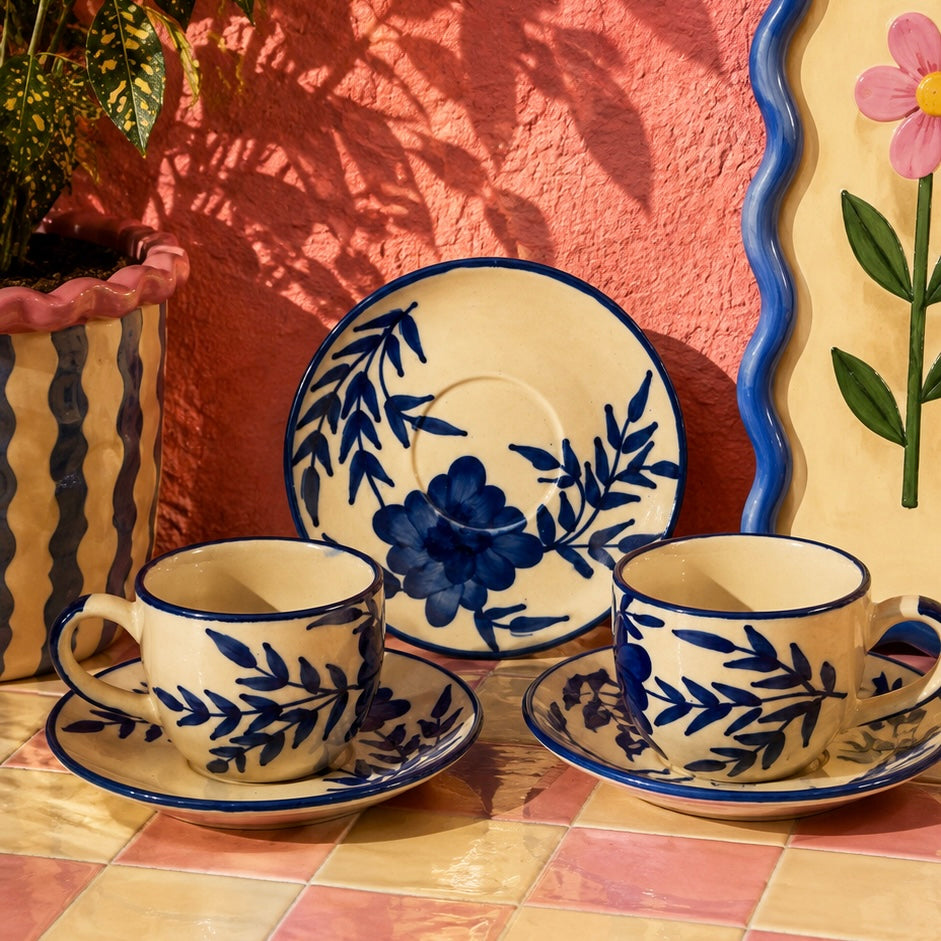 Vintage Blue  Floral Cup and Saucer