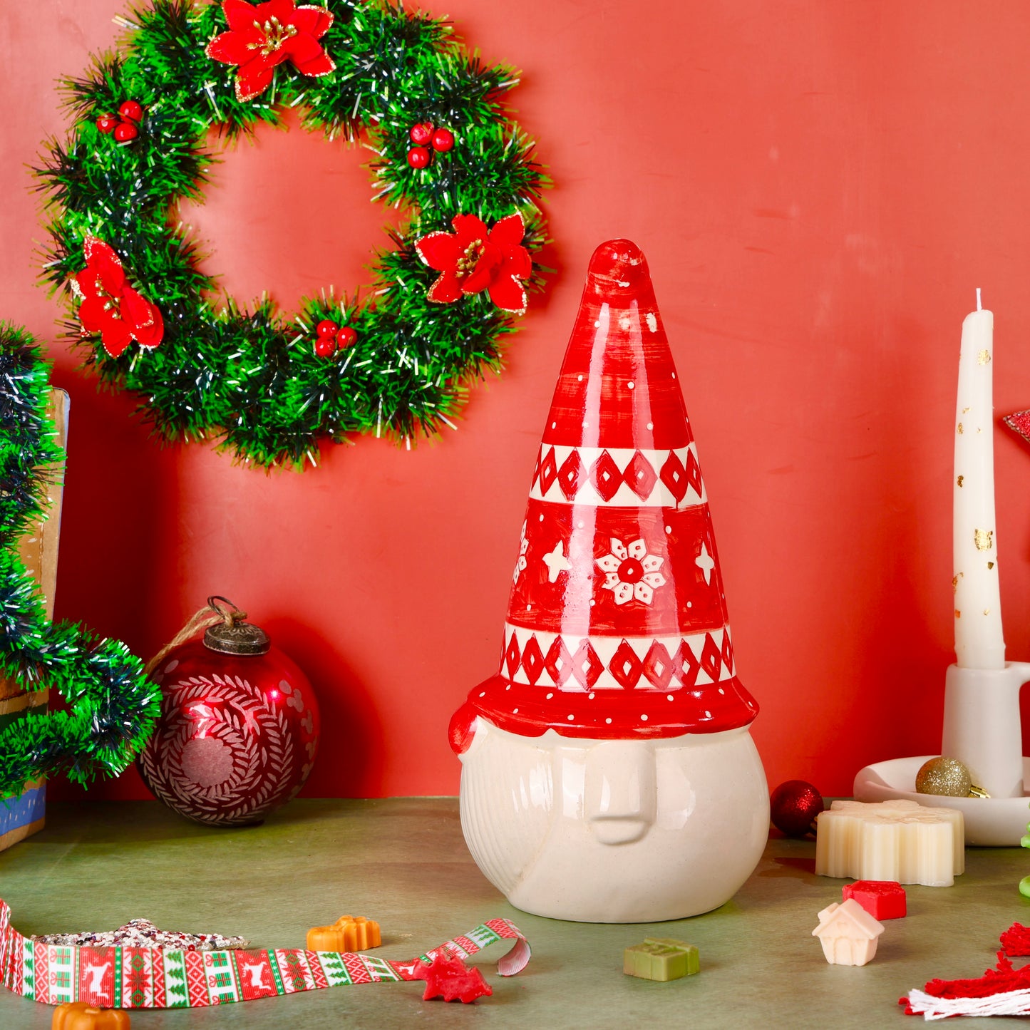 Handpainted Ceramic Santa Decor