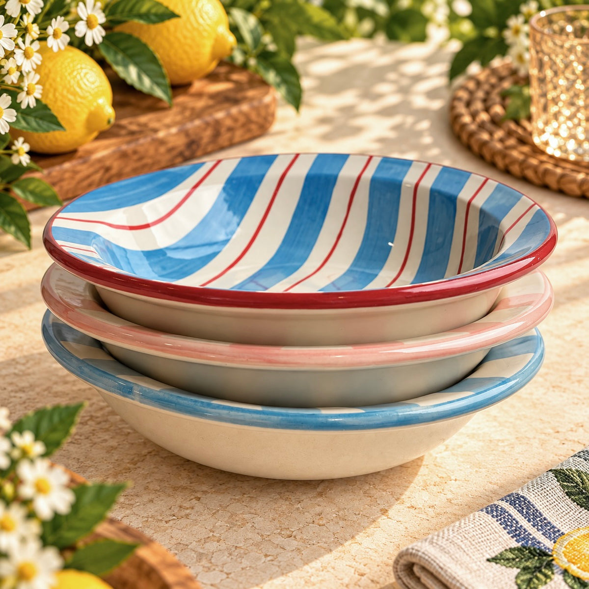 Set of 3 Mediterranean Pasta Plates