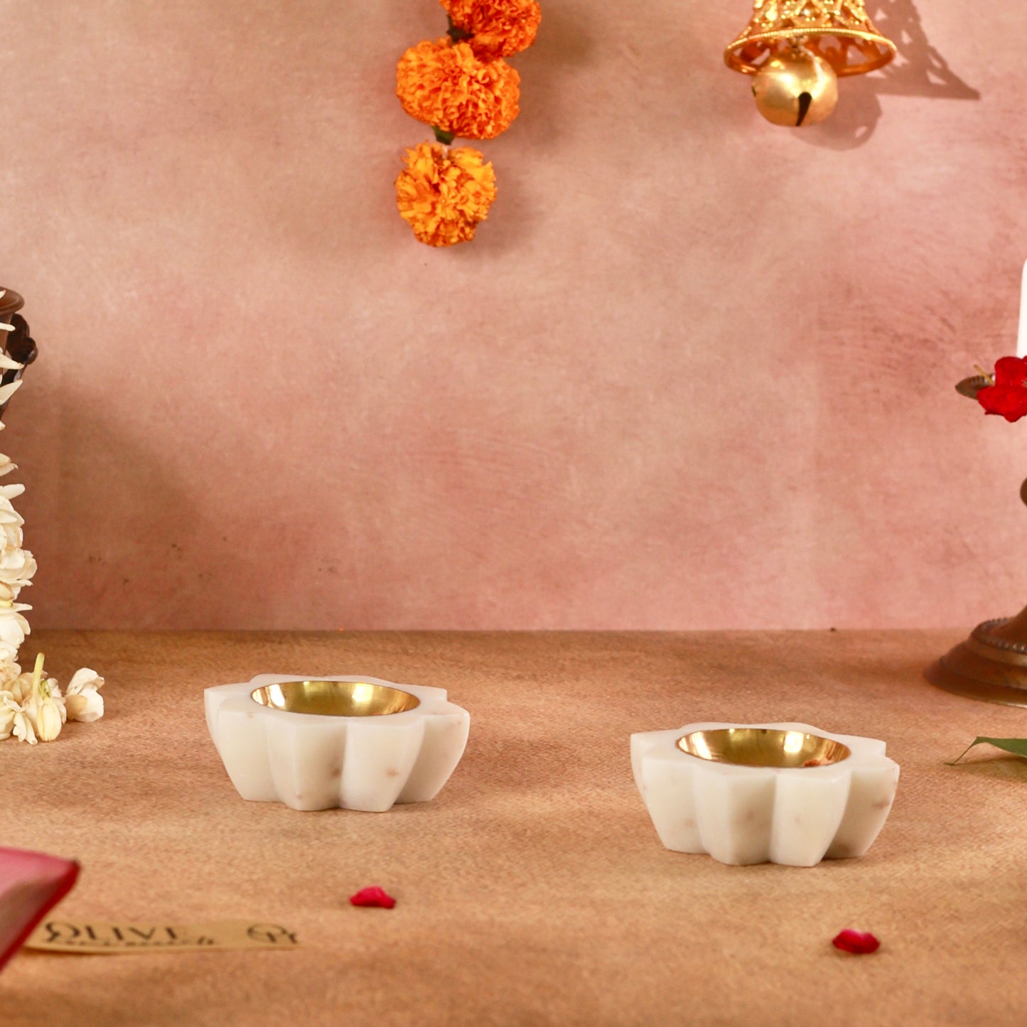 Marble and Brass Luxurious Diyas - pack of two