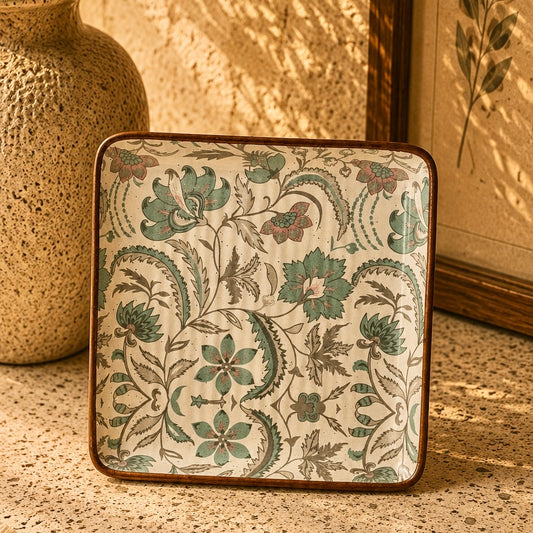 Phool Bagh Medium Square Snack Plate - Pack of one