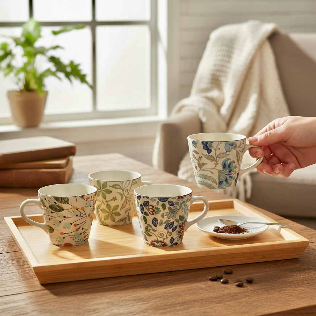 Printed Espresso Cups - Pack of 4