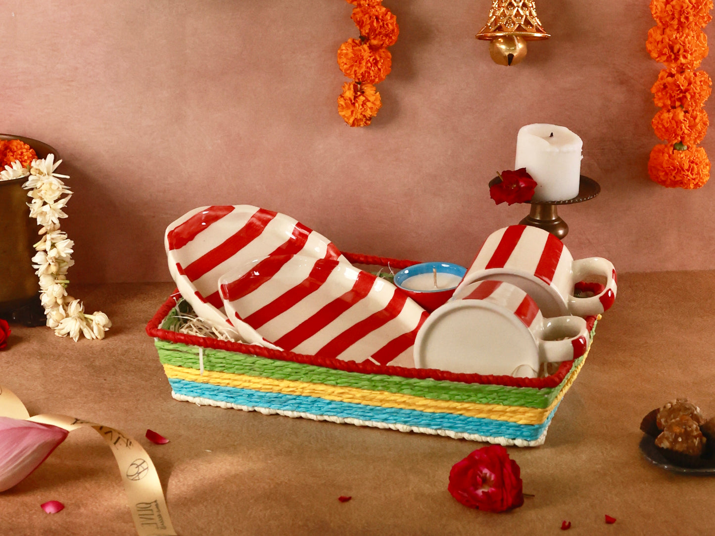 Red Festive Stripes Diwali Hamper