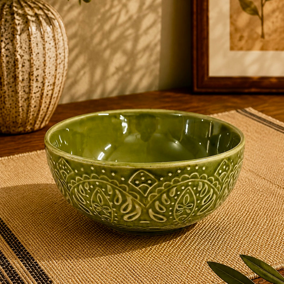Green Renee Studio Pottery Serving Bowl Large