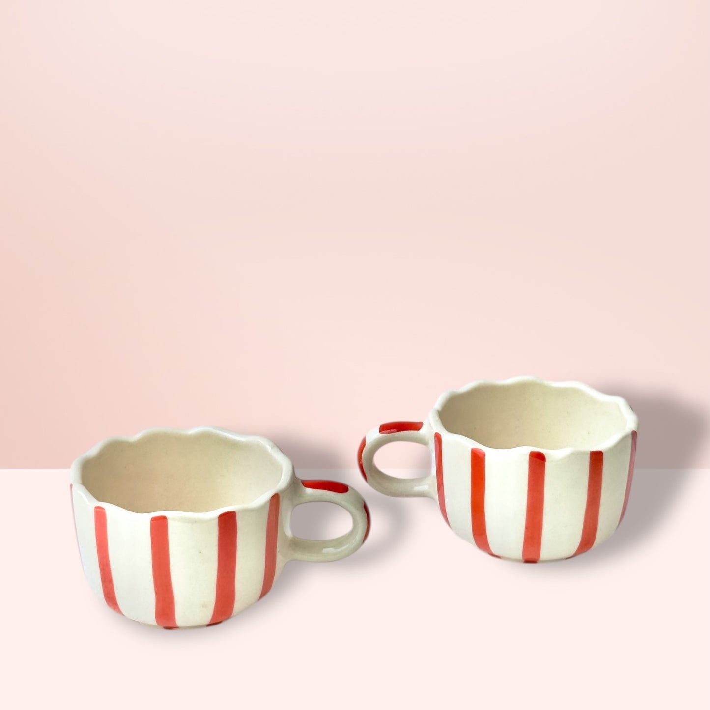 Orange Whimsical Stripes Mug - Set of 2