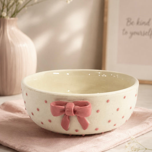 Pink Bow Polka All Purpose Bowl