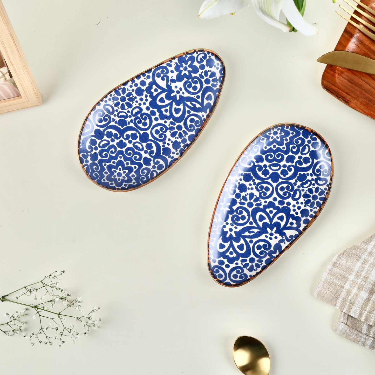 Blue Phool Bagh Small Almond Plate