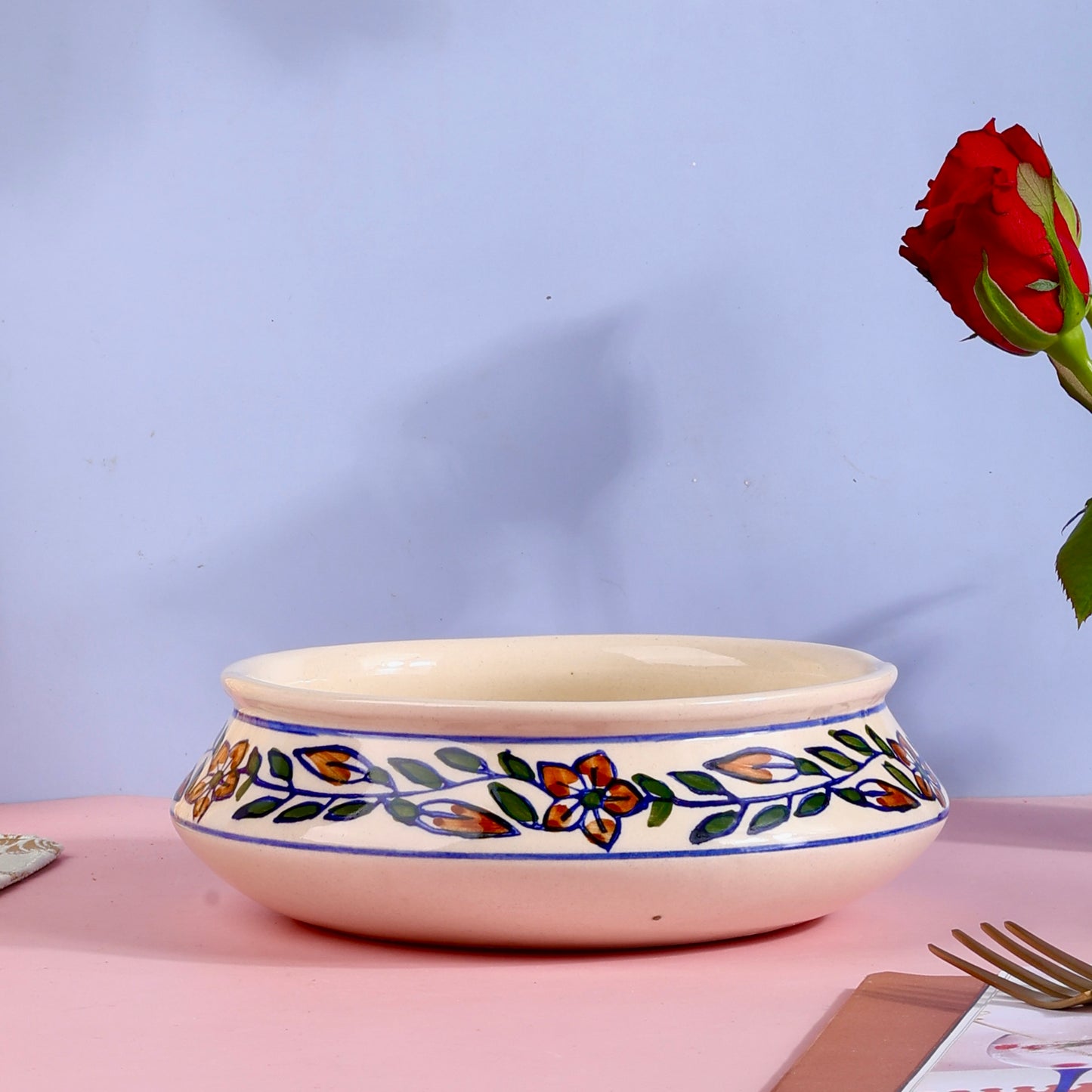 Floral Handpainted Large Handi Bowl