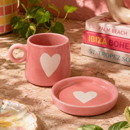 Eternal Heart Duo Mug and Snack Plate - Pink