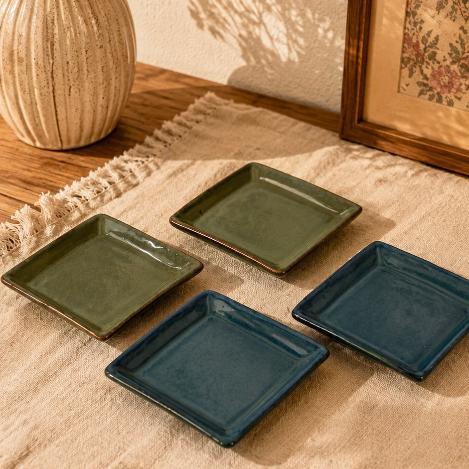 Set of 4 Tapas Square Individual Serving Plates