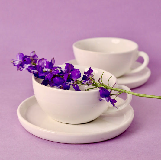 Gigi White Large Cappuccino Cup and Saucer - Pack of 1