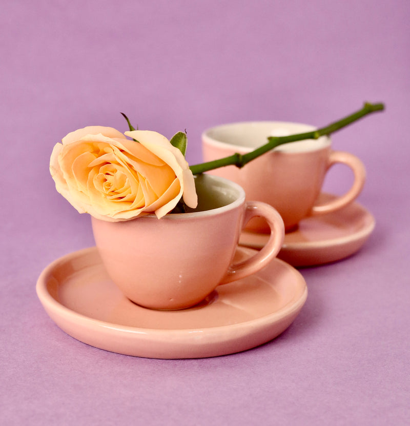 Gigi Pink Cup and Saucer - Set of 2
