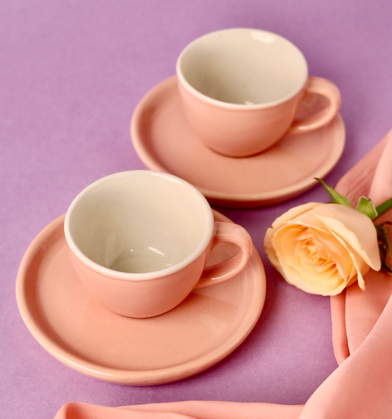 Gigi Pink Cup and Saucer - Set of 2