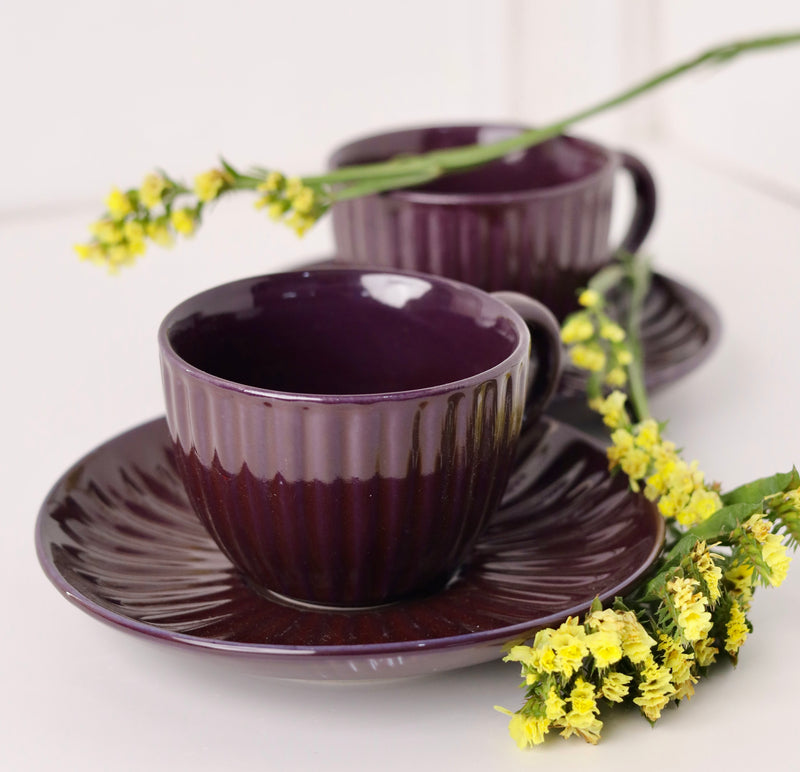 Garden Tea Party Purple Cup and Saucer