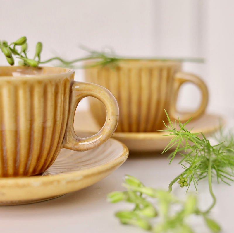 Garden Tea Party Beige Cup and Saucer