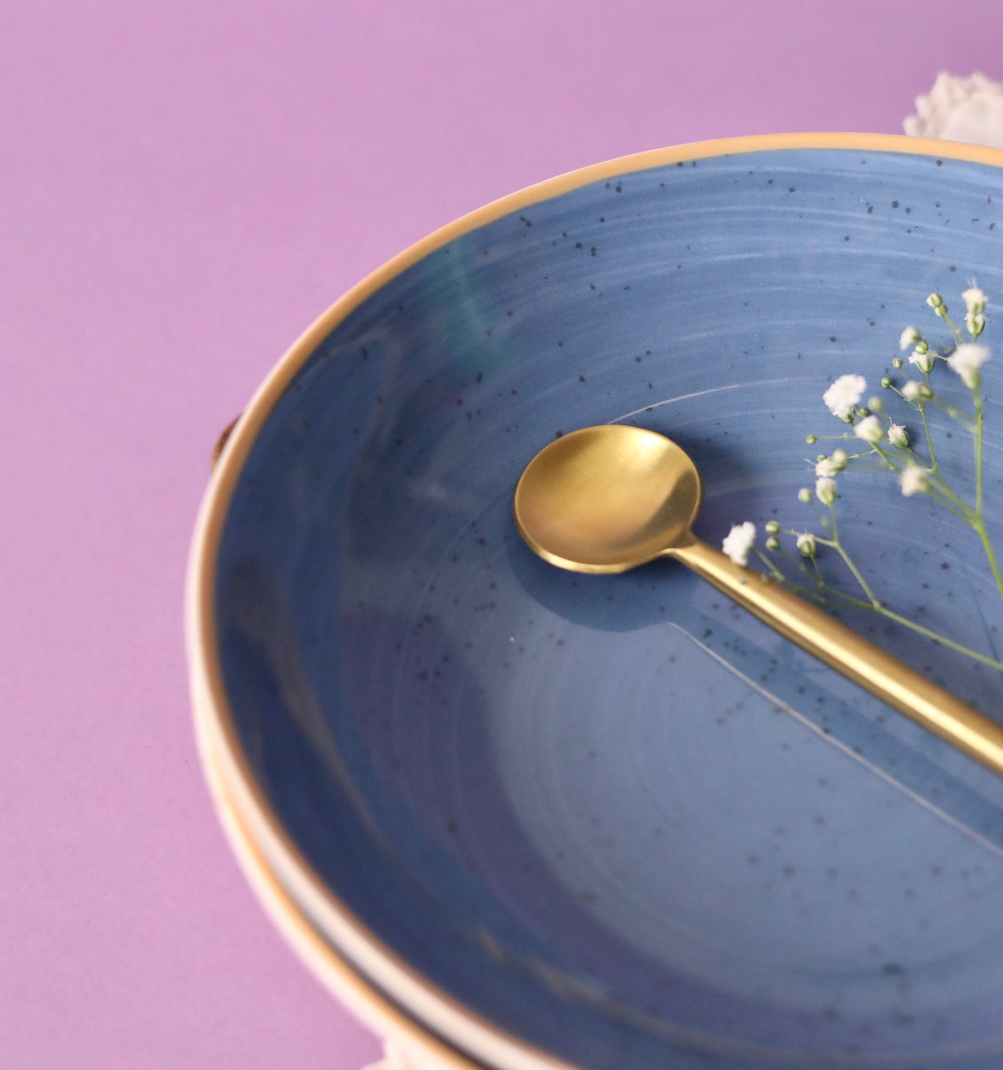 Blue Speckled Large Shallow Bowl