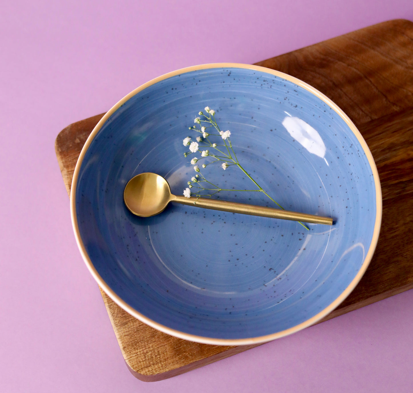 Blue Speckled Large Shallow Bowl