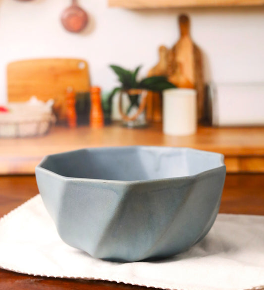 Rustic Blue Hexagon Serving Bowl