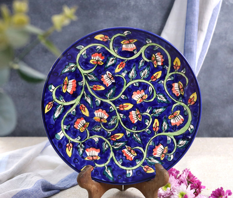 Blue Lotus Handpainted Dinner Plate
