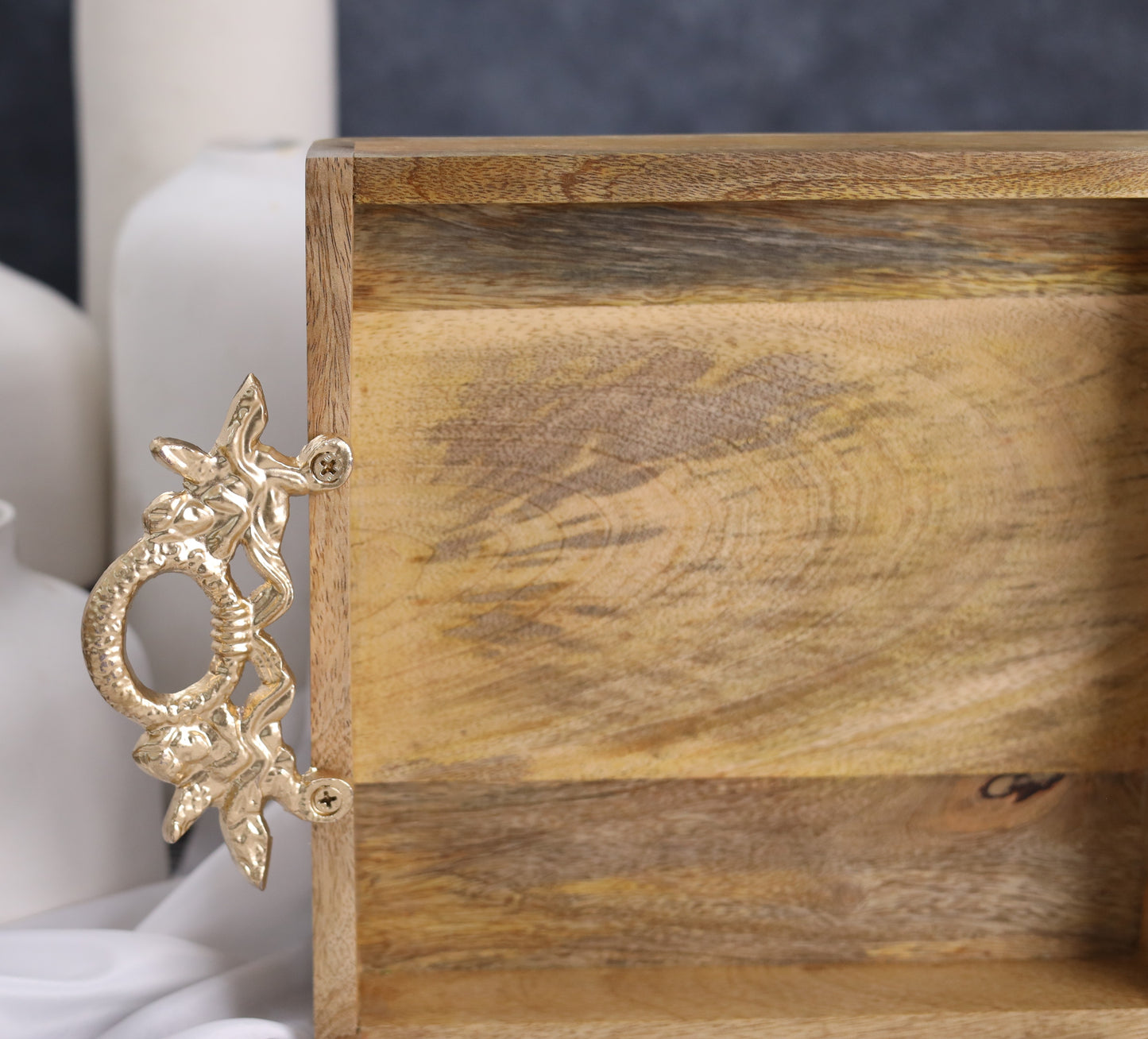 Ornate Wooden Square Tray