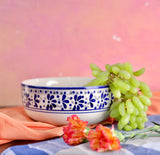 Delicate Blue Handpainted Serving Bowl Large