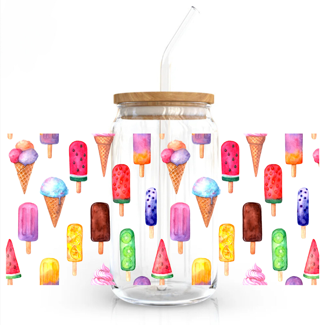 Ice Lollies Ophelia Glass Sipper - with UV DTF sticker