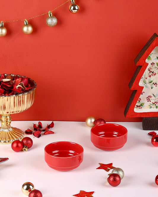 Red Dessert Bowl - Set of 2