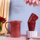 Hibiscus Floral Jug & Glasses