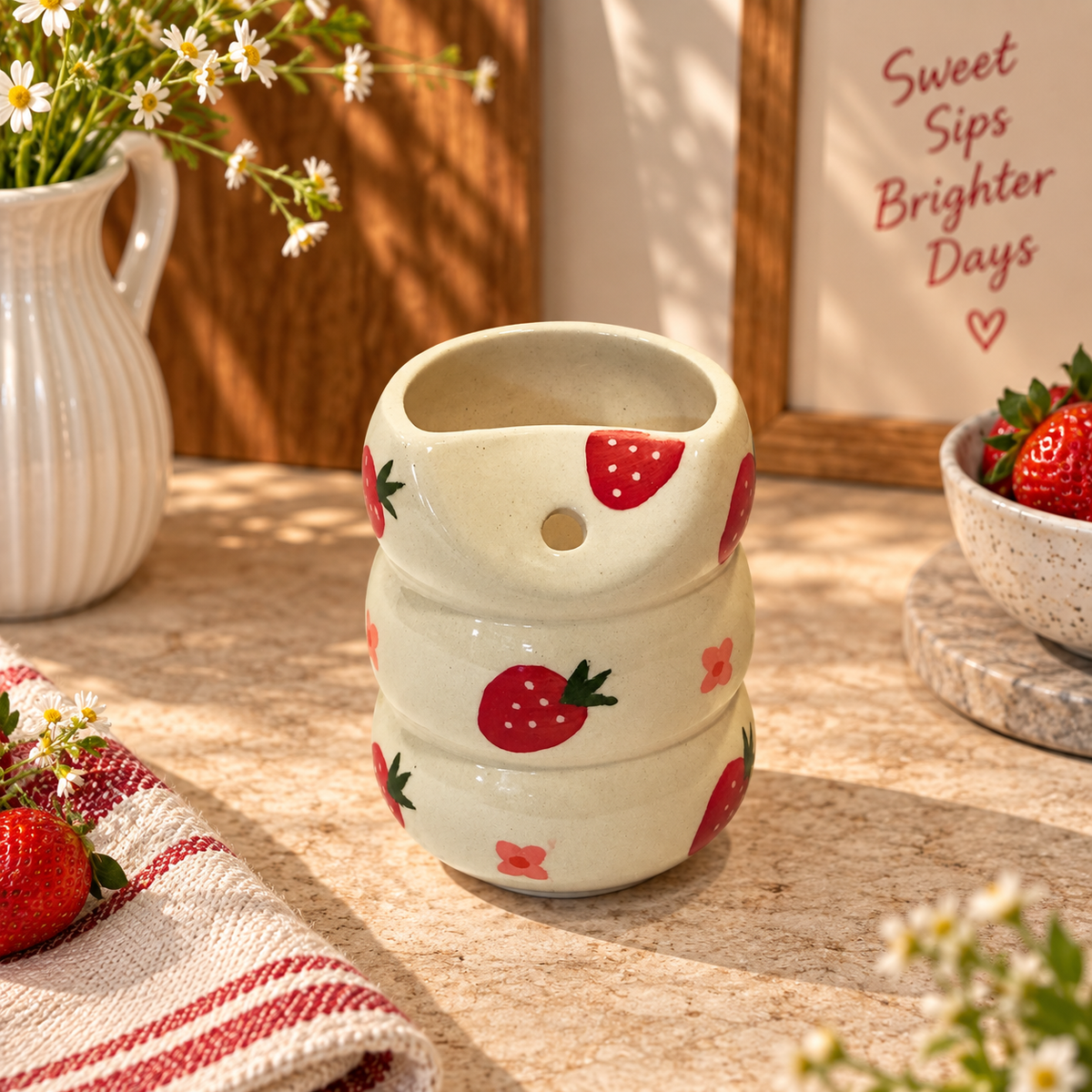 Strawberry Ceramic Sipper