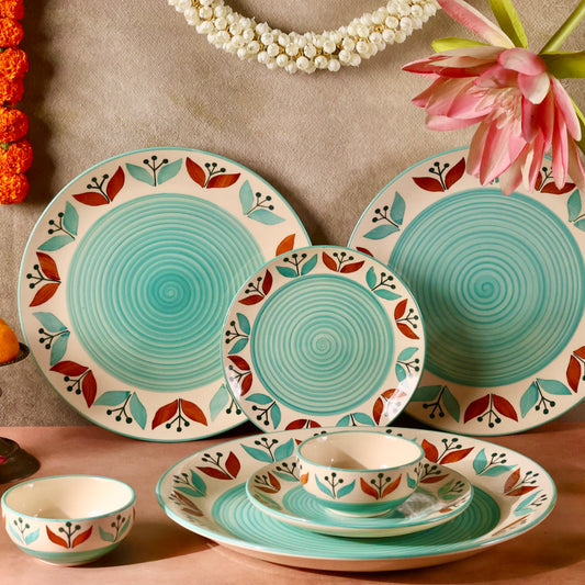 Mughal Garden Handpainted Dinner Set for 2 - 7 pieces