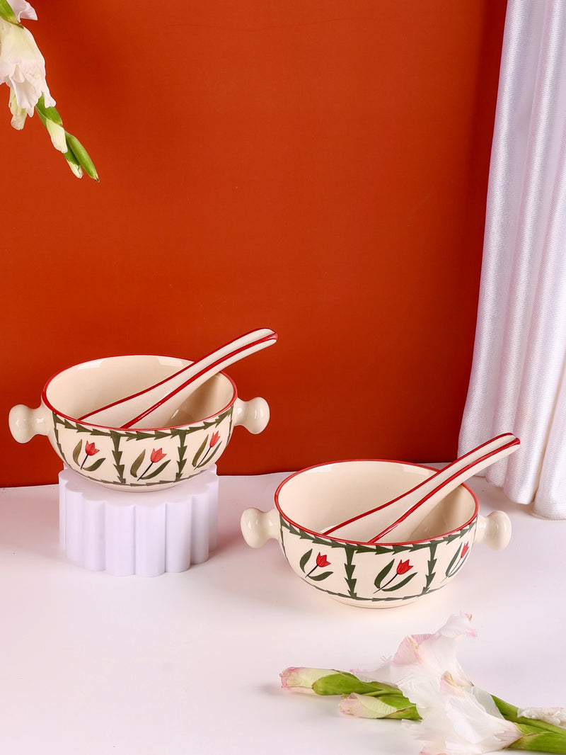 Bagh Handpainted Soup Bowl with Spoon