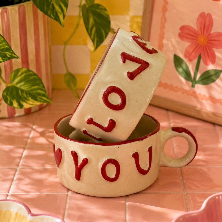 I Love You Embossed Mug - Set of 2