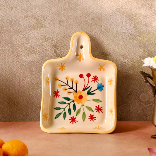 Yellow Blossom Handpainted Handle Platter