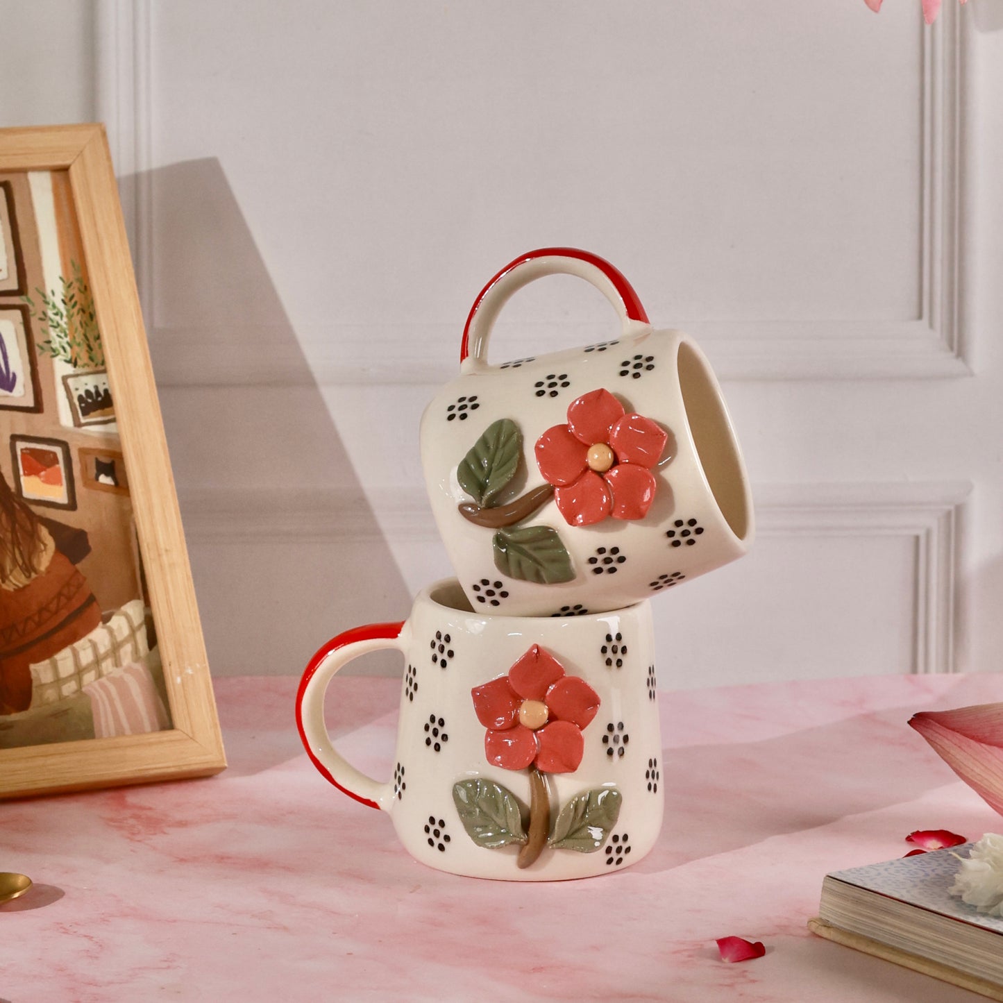 Camellia Flower Mug - Set of 2