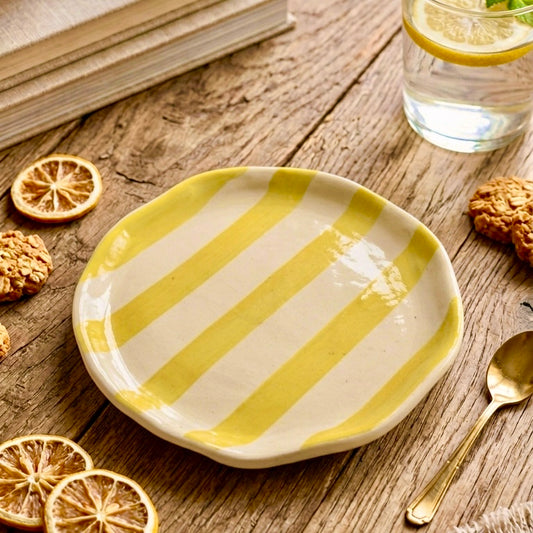 Lemonade Zen Stripe Snack Plate - Pack of one