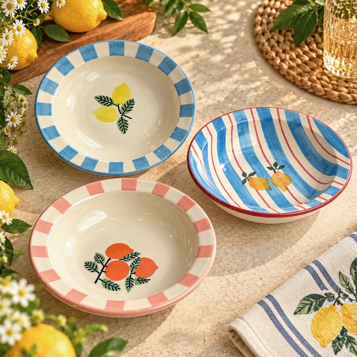 Set of 3 Mediterranean Pasta Plates