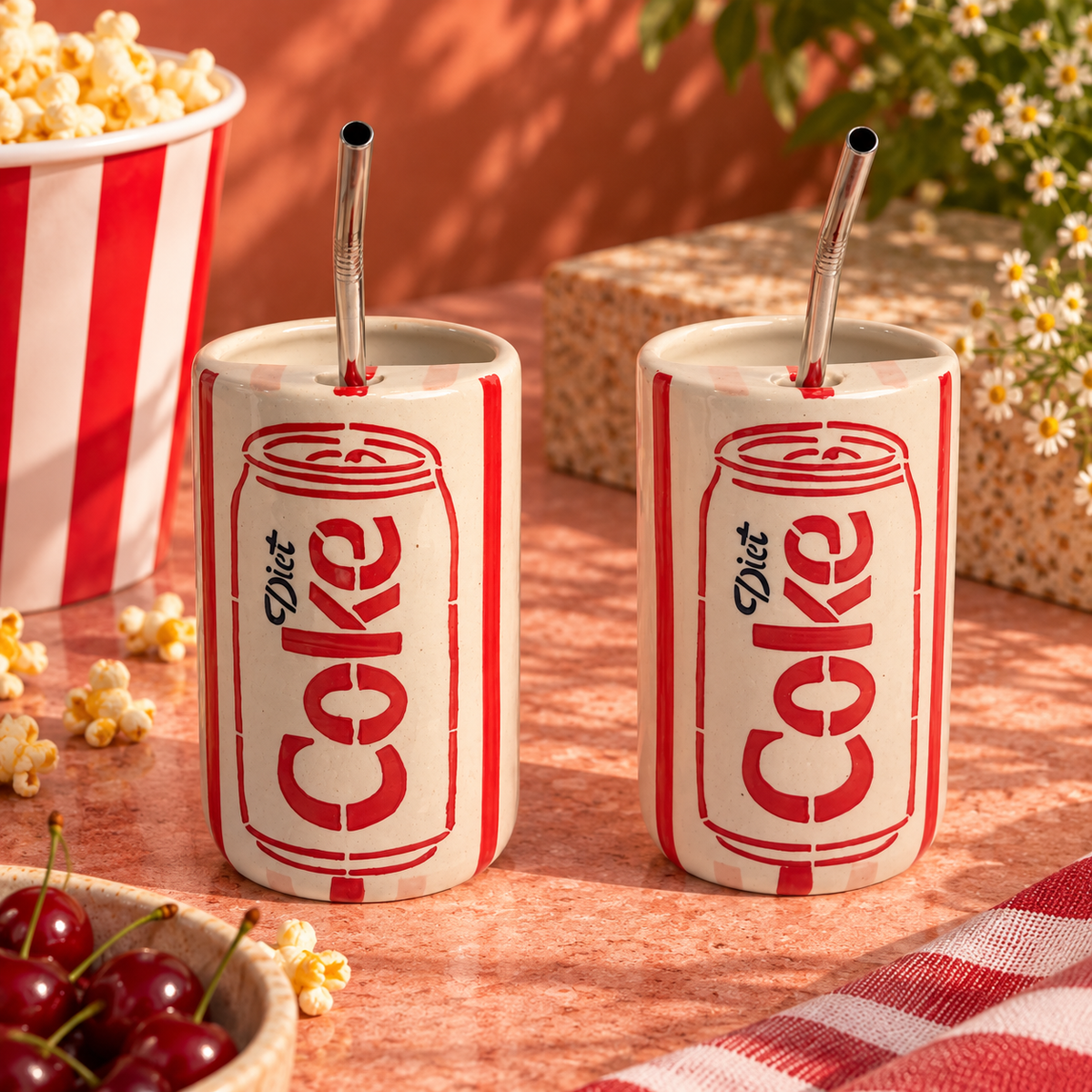 The OG Diet Coke Sippers - with stainless steel straws - Pack of 2